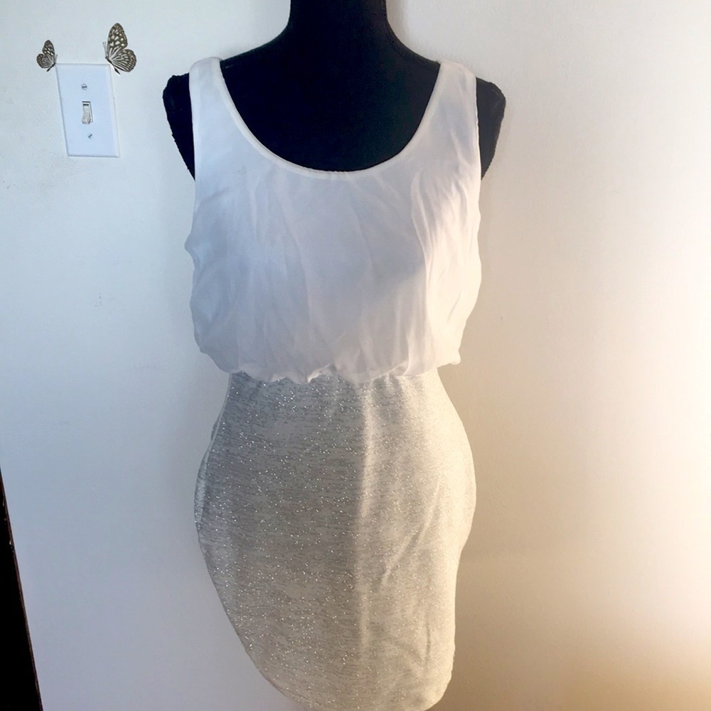 Emerald sundae women’s white and silver mini dress​​